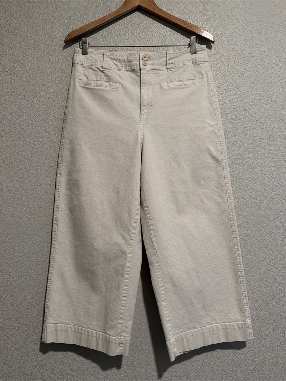 A New Day Wide Leg Pants Coastal Lagenlook High Waisted Chino Cropped Stretch 10